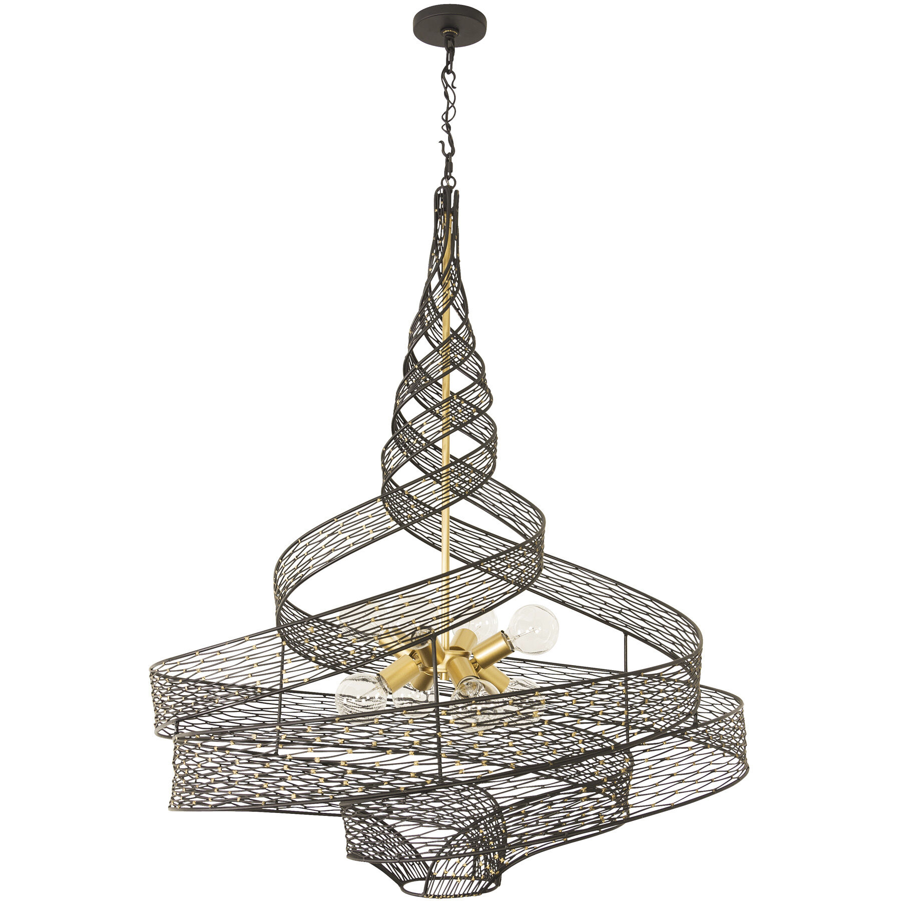 Flow 8 Light 36 inch Matte Black and French Gold Pendant Ceiling Light in Matte Black/French Gold