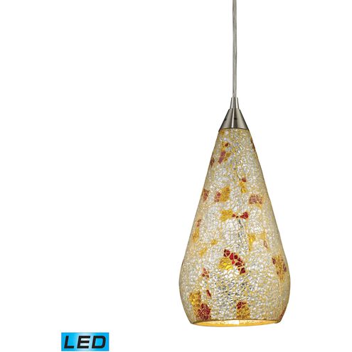 Curvalo LED 6 inch Satin Nickel with Silver and Yellow Mini Pendant Ceiling Light