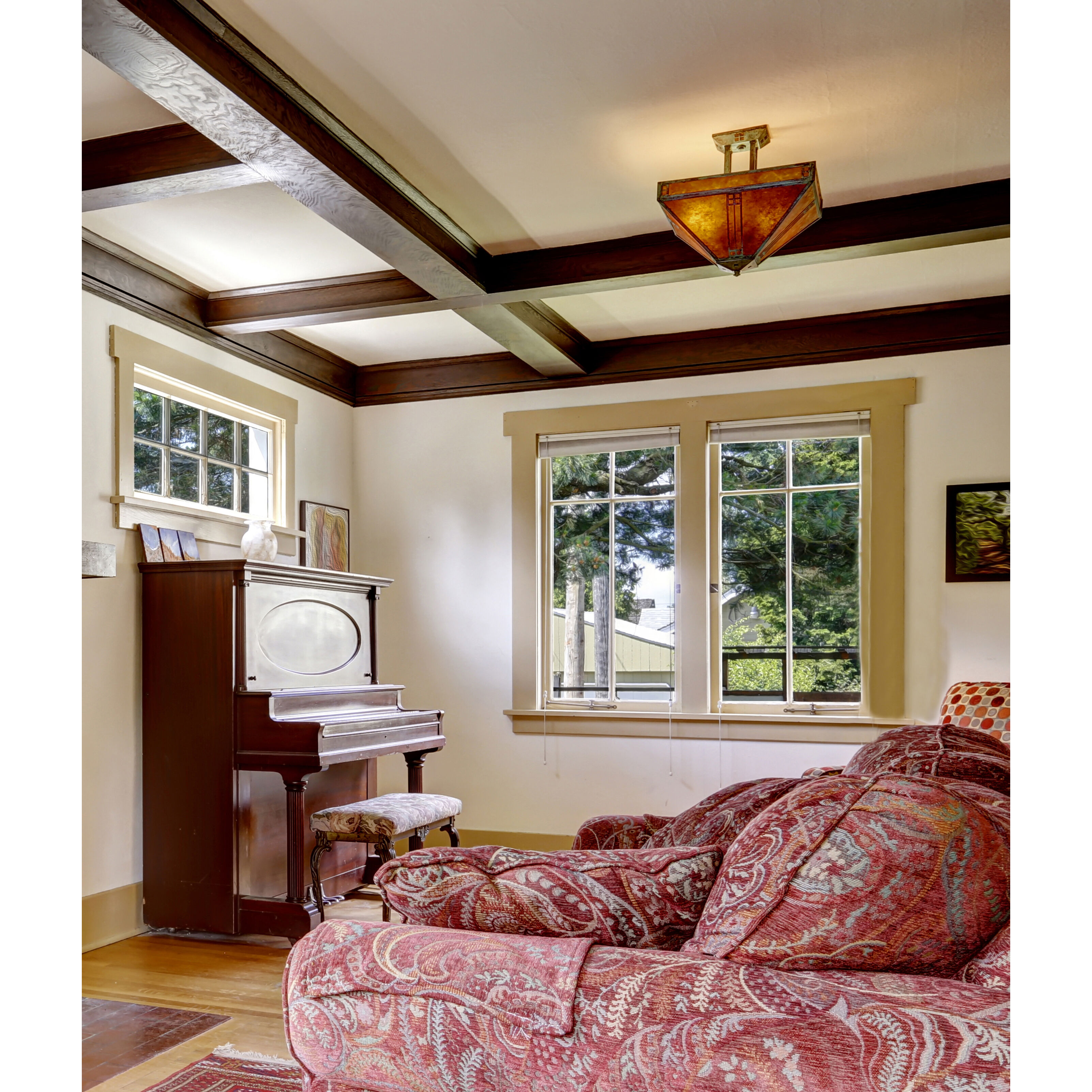 Prairie 4 Light 15 inch Verdigris Patina Semi-Flush Mount Ceiling Light in Frosted