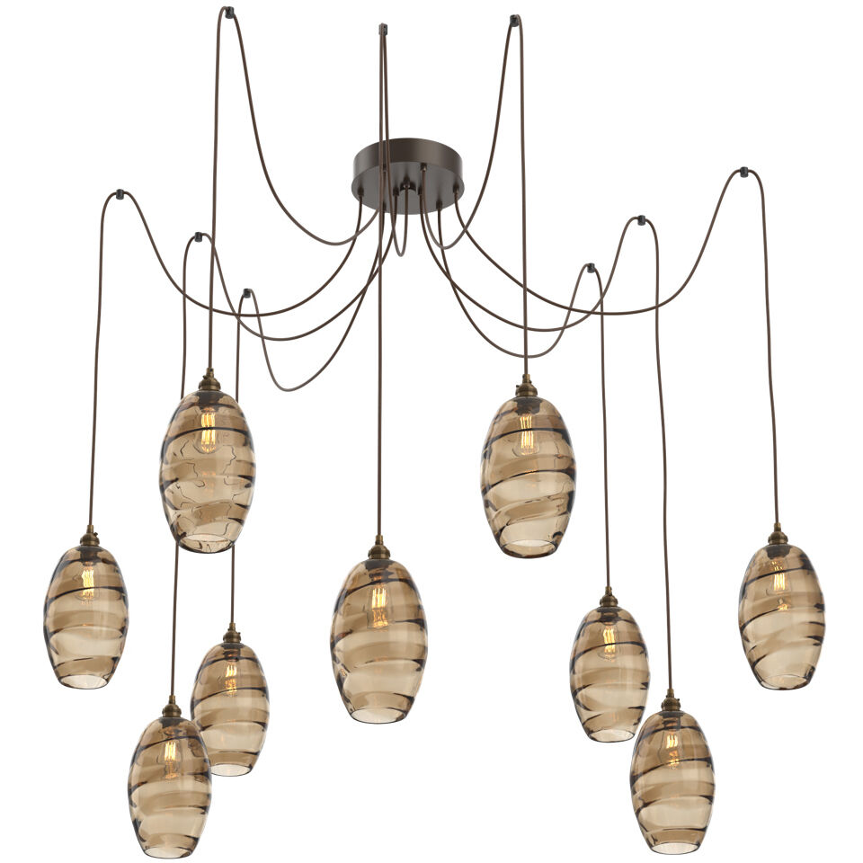 Ellisse 9 Light 15.5 inch Flat Bronze Swag Multi-Pendant Ceiling Light in Bronze Optic