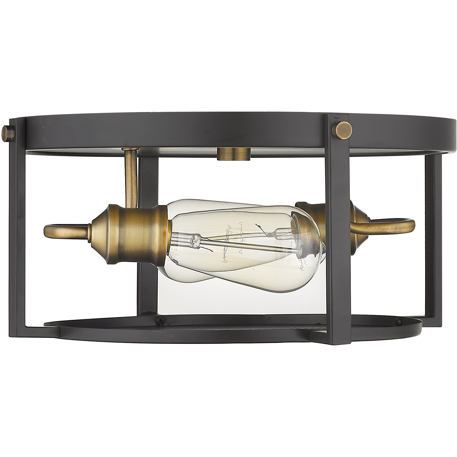 Halcyon 2 Light 14.25 inch Bronze and Heritage Brass Flush Mount Ceiling Light