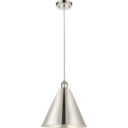 Ballston Cone LED 16 inch Polished Nickel Mini Pendant Ceiling Light