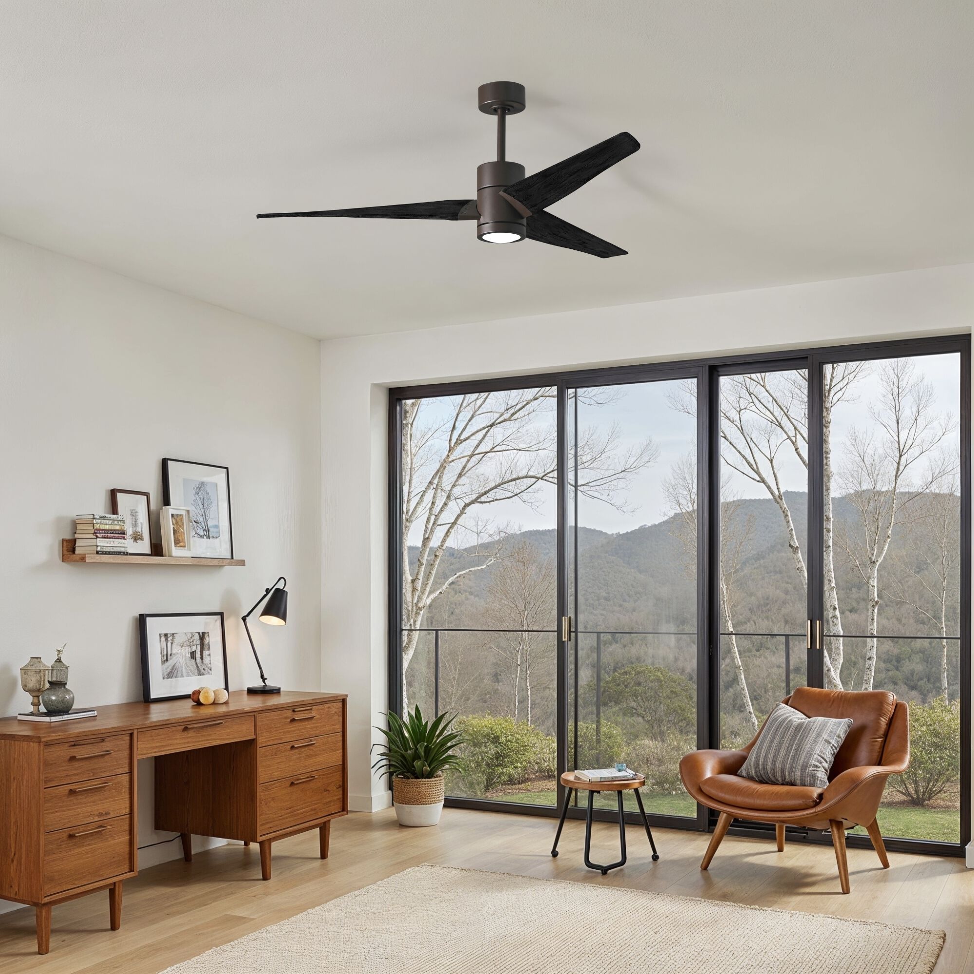 Atlas Super Janet 60 inch Textured Bronze with Matte Black Blades Ceiling Fan, Atlas