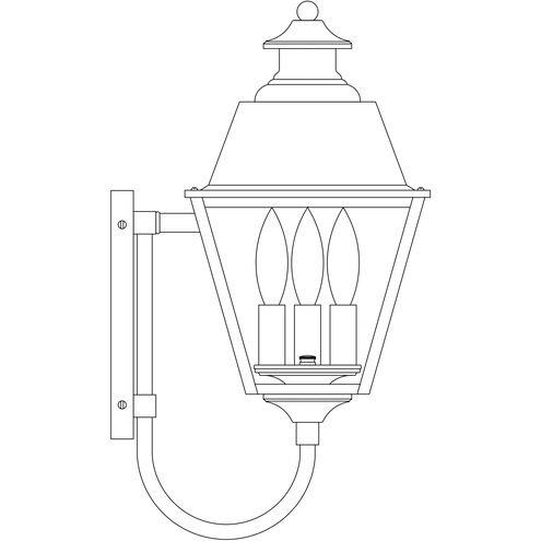 Inverness 3 Light 18 inch Antique Brass Outdoor Wall Mount in Clear