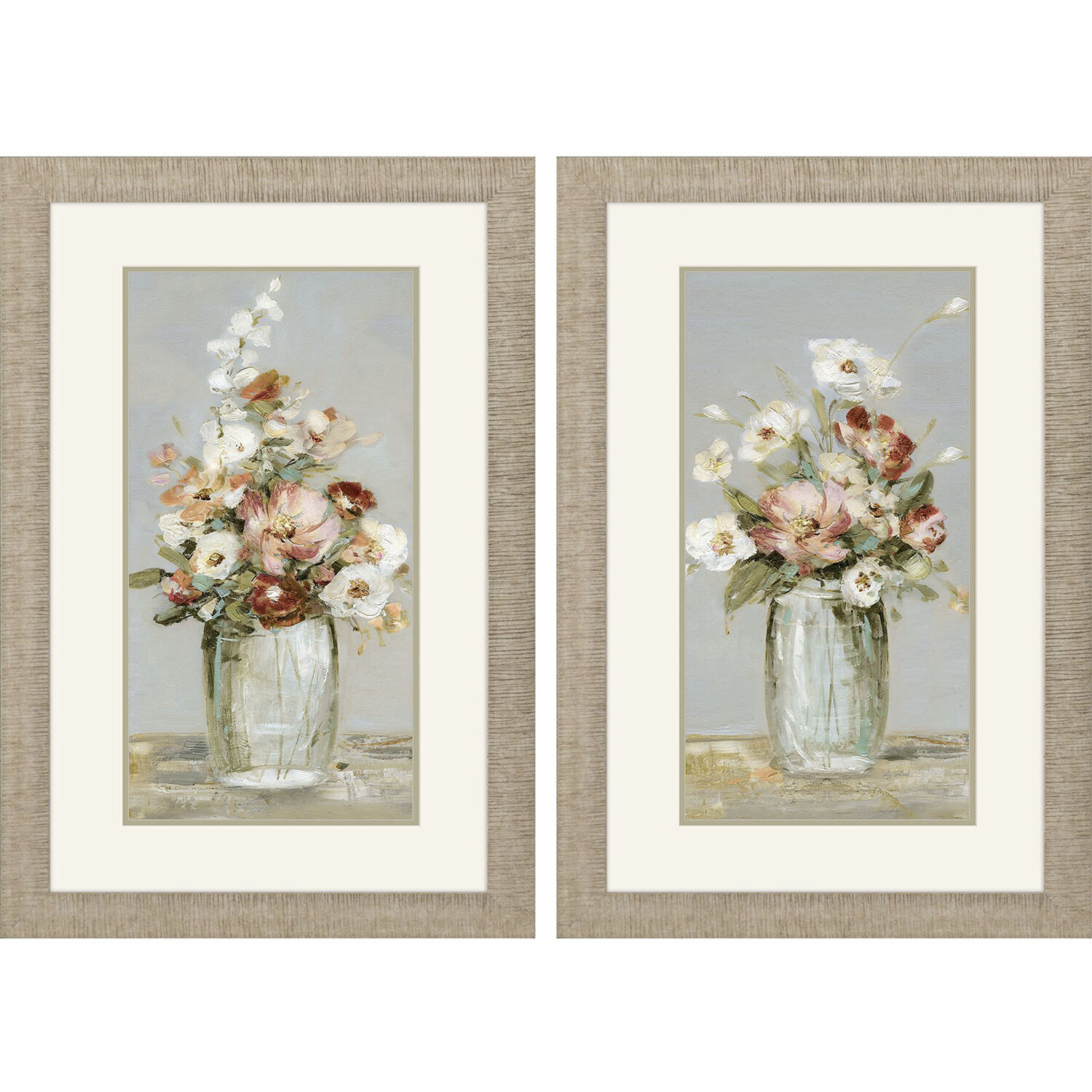 Florals Pink and Rust and White and Teal Framed Art, Propac