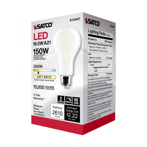 Satco S12447 Lumos LED Medium Type A21 18.50 watt 3000K Light Bulb