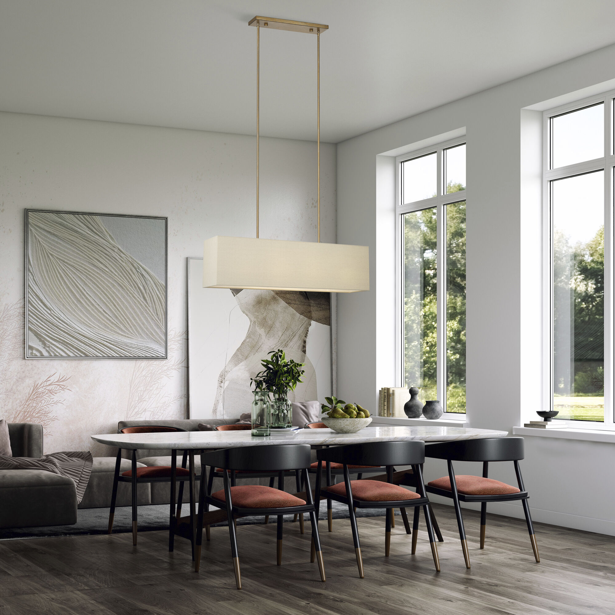 Summit 4 Light 36 inch Antique Gold Leaf Linear Chandelier Ceiling Light, Large