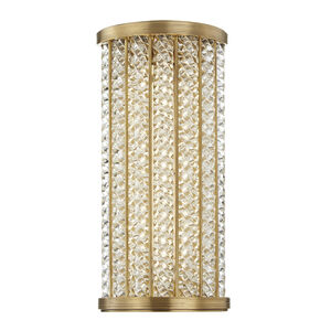 Shelby LED 7 inch Aged Brass Bath Wall Light in 14 in.