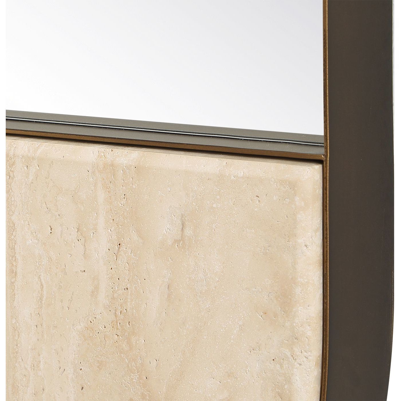 Russo 59 X 19.88 inch Travertine and Golden Bronze Mirror