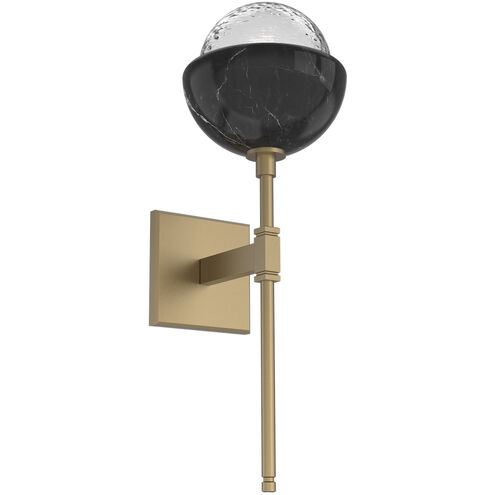 Cabochon LED 7.7 inch Gilded Brass with Black Marble Sconce Wall Light in 3000K LED, Clear, Belvedere