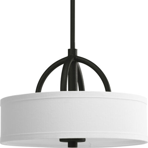 Calven 3 Light 15 inch Forged Black Hall & Foyer Ceiling Light in Opal Linen, 2