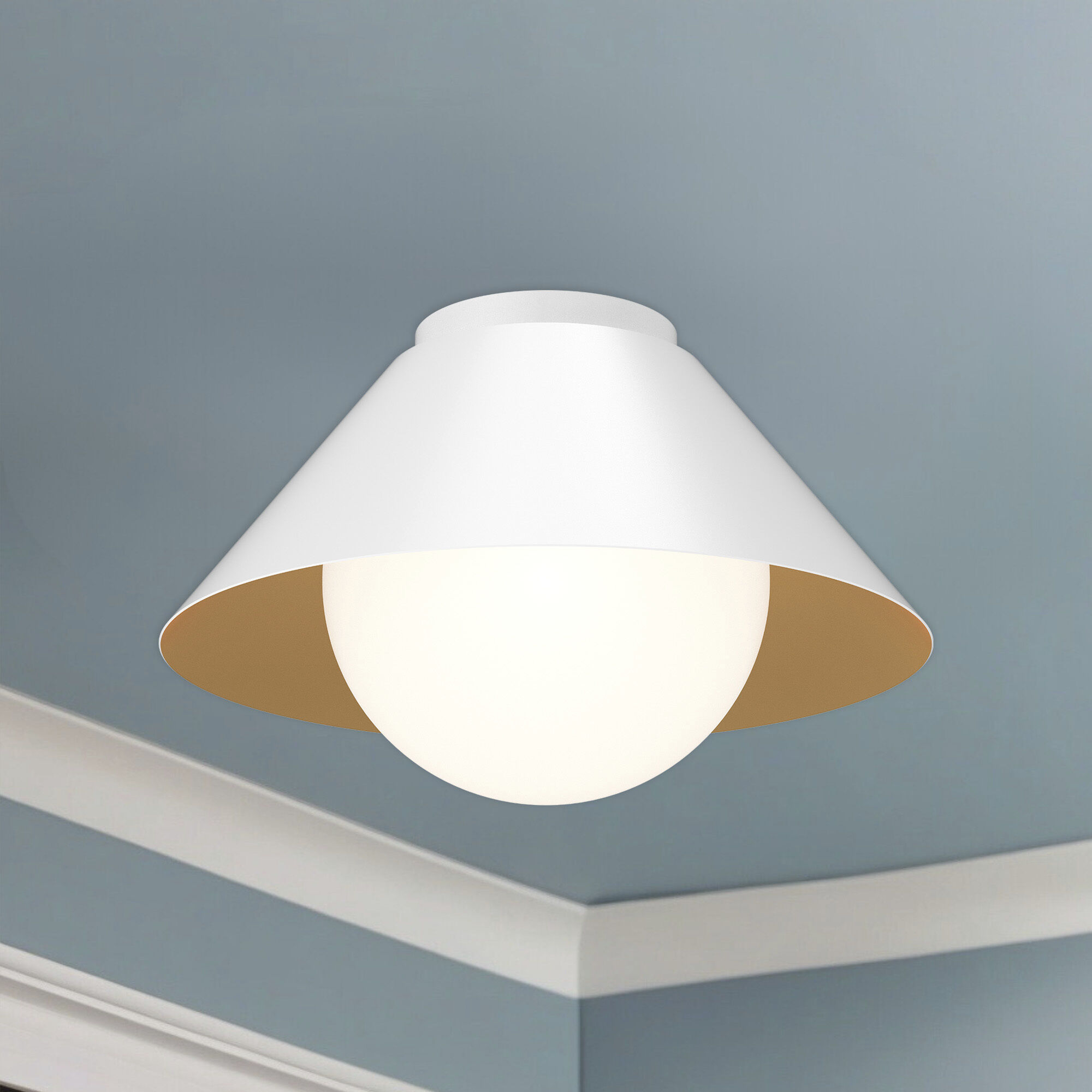 Alora Mood Remy 1 Light 13.5 inch White Flush Mount Ceiling Light