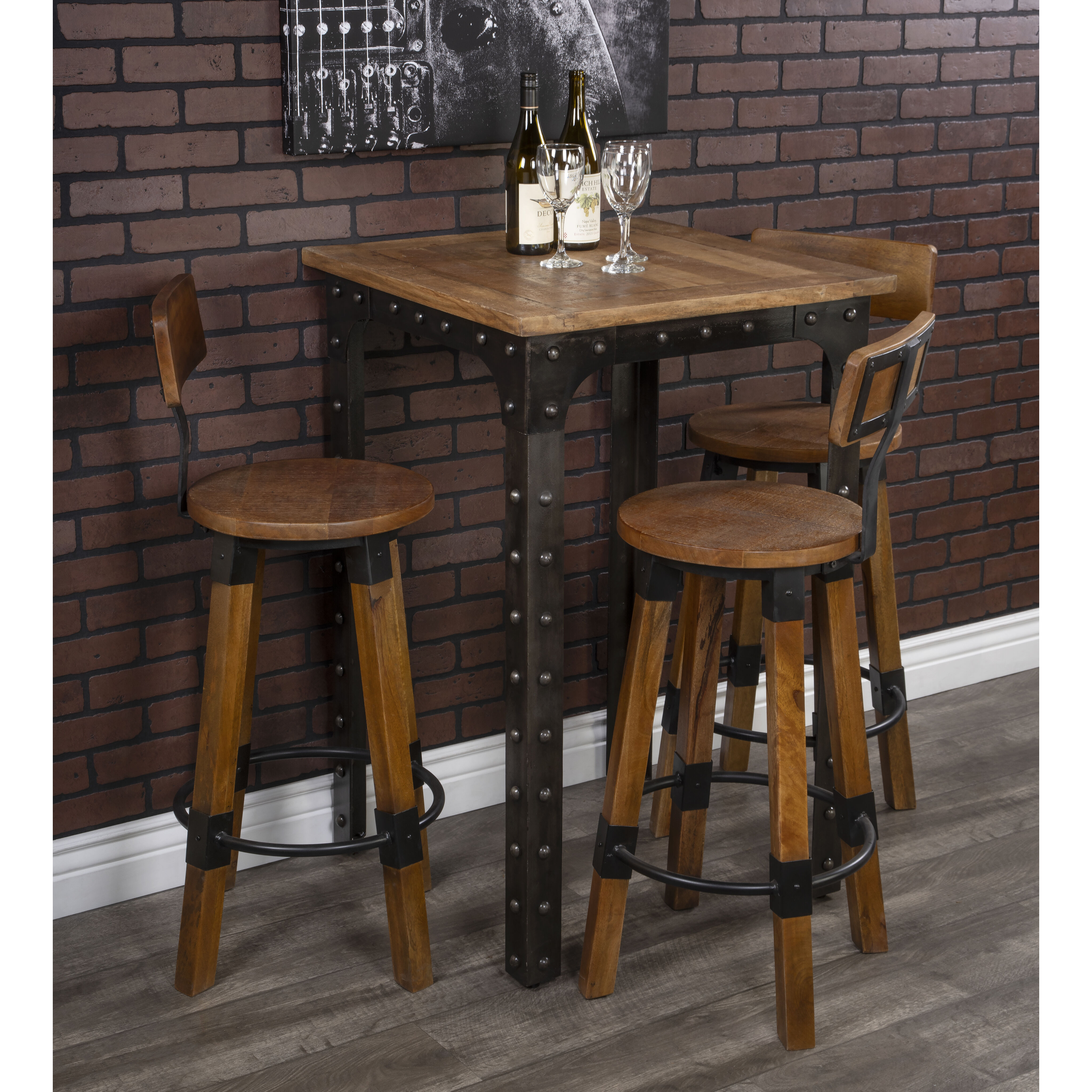 Masterson Wood & Metal Bar Stool