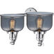 Franklin Restoration Large Bell 2 Light 18 inch Polished Chrome Bath Vanity Light Wall Light in Plated Smoke Glass, Franklin Restoration