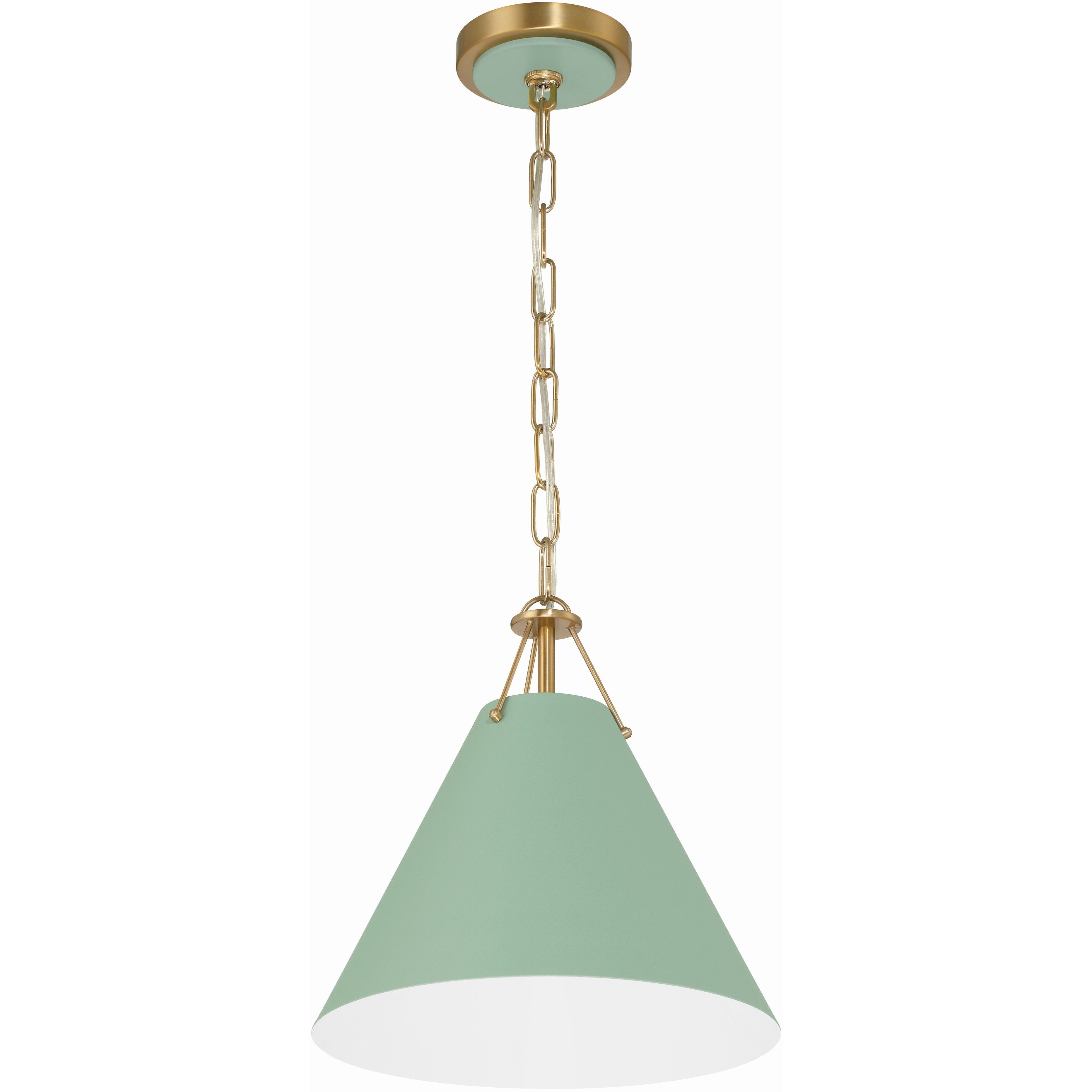 Xavier 1 Light 12 inch Vibrant Gold Mini Pendant Ceiling Light in Vibrant Gold and Green