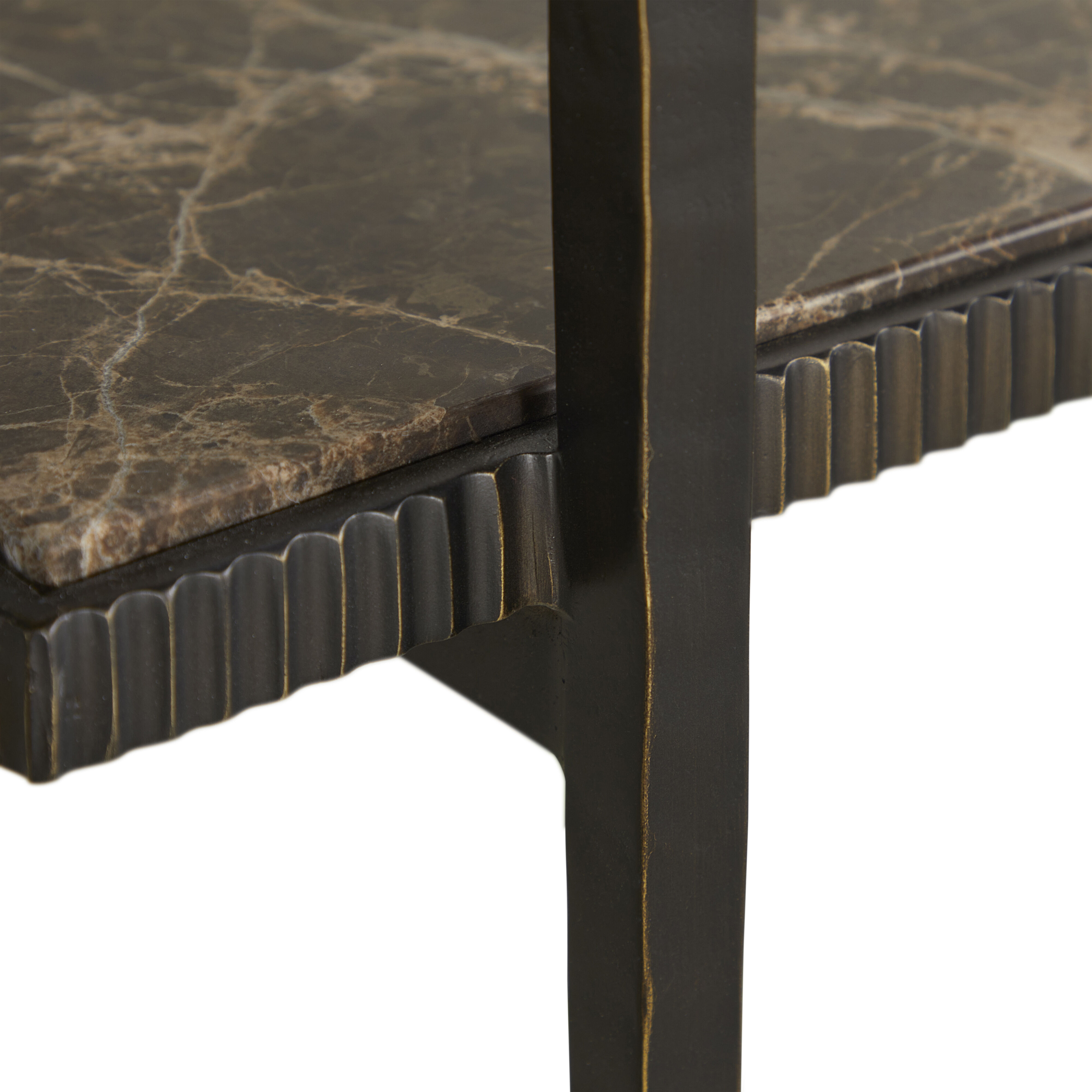 Ariana Forged Antique Bronze and Marron Imperial Marble Bar Console