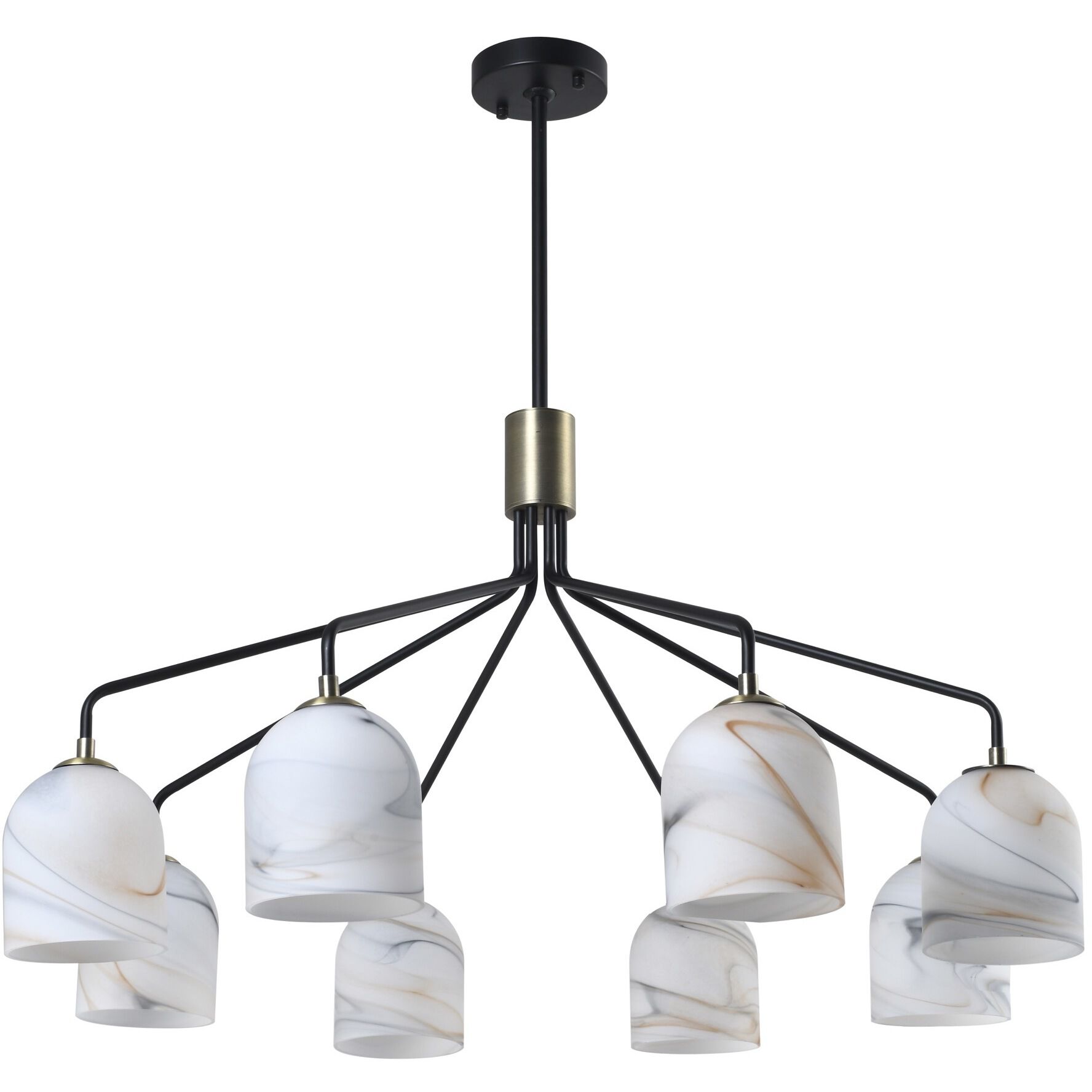 Crema 8 Light 34.25 inch Black and Brushed Brass Chandelier Ceiling Light