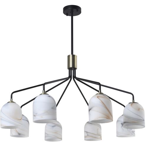 Crema 8 Light 34.25 inch Black and Brushed Brass Chandelier Ceiling Light