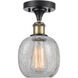 Ballston Belfast 1 Light 6 inch Black Antique Brass Semi-Flush Mount Ceiling Light in Clear Crackle Glass, Ballston