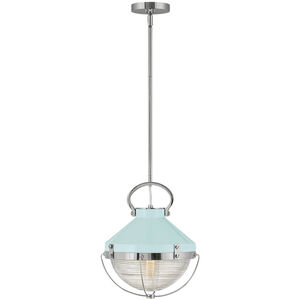 Crew LED 12 inch Polished Nickel with Robin's-Egg Blue Indoor Pendant Ceiling Light in Polished Nickel/Robins Egg Blue