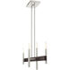 Denmark 4 Light 7 inch Brushed Nickel with Bronze Accents Chandelier Ceiling Light