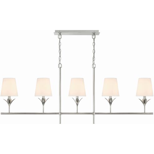 Broche 5 Light 53.5 inch Antique Silver Chandelier Ceiling Light