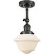 Franklin Restoration Small Oxford 1 Light 8 inch Oil Rubbed Bronze Semi-Flush Mount Ceiling Light in Matte White Glass, Franklin Restoration