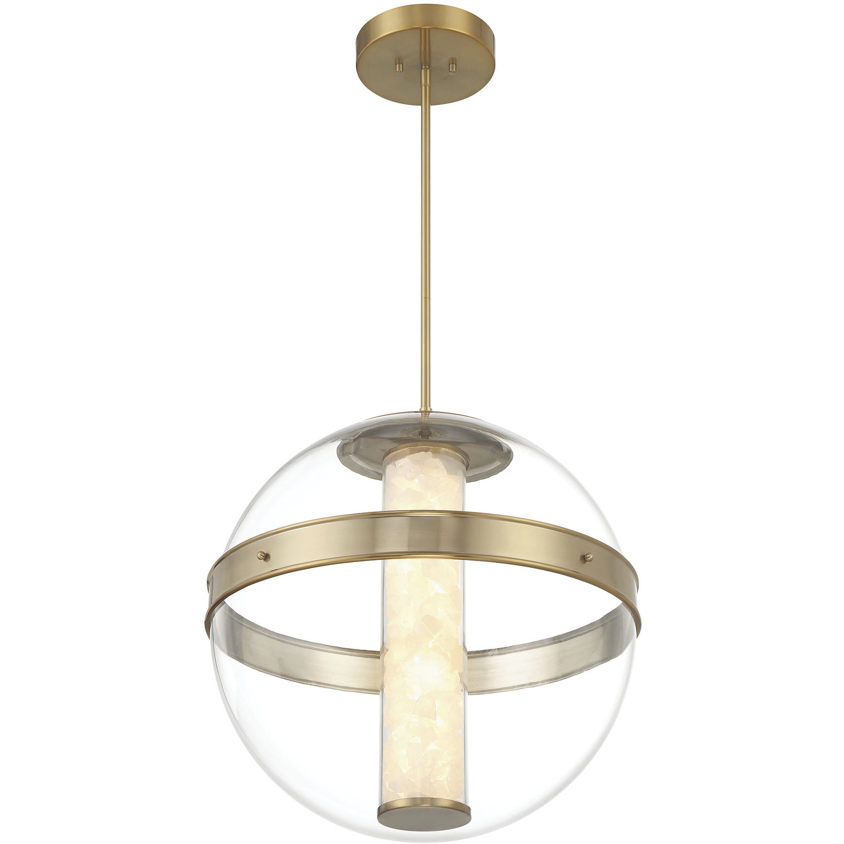 Divinely LED 20.5 inch Celeste Brass Pendant Ceiling Light