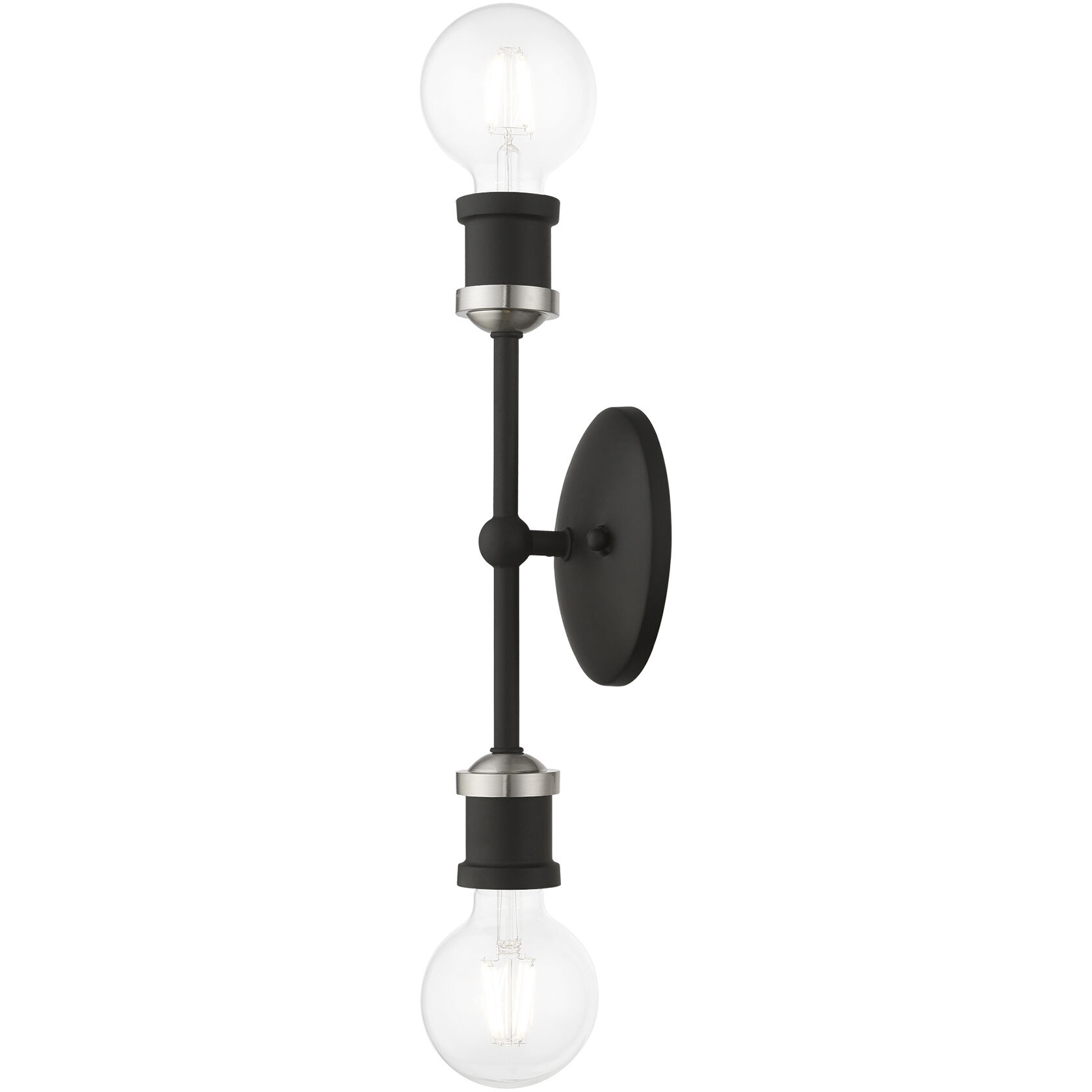 Lansdale 2 Light 5 inch Black with Brushed Nickel Accents Vanity Sconce Wall Light