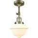 Franklin Restoration Small Oxford 1 Light 8 inch Antique Brass Sconce Wall Light in Incandescent, Matte White Glass, Franklin Restoration