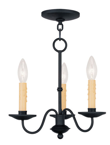 Heritage 3 Light 13 inch Black Mini Chandelier Ceiling Light