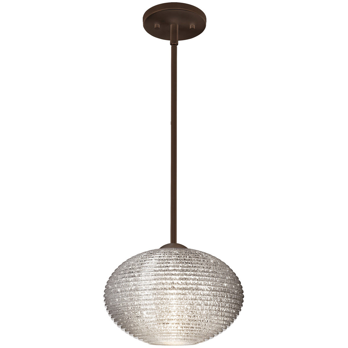Pape 12 LED Bronze Stem Pendant Ceiling Light in Glitter Glass