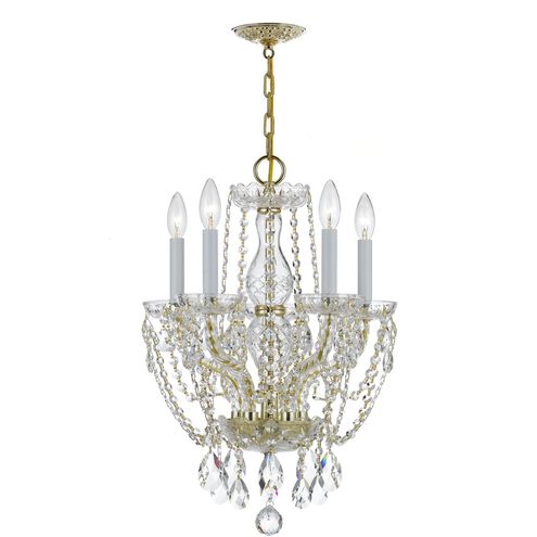 Traditional Crystal 5 Light 14 inch Polished Brass Chandelier Ceiling Light in Clear Swarovski Strass