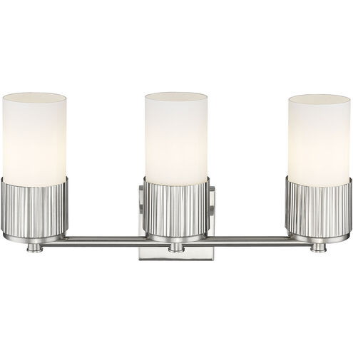 Bolivar 3 Light 20.5 inch Satin Nickel Bath Vanity Light Wall Light in Matte White Glass