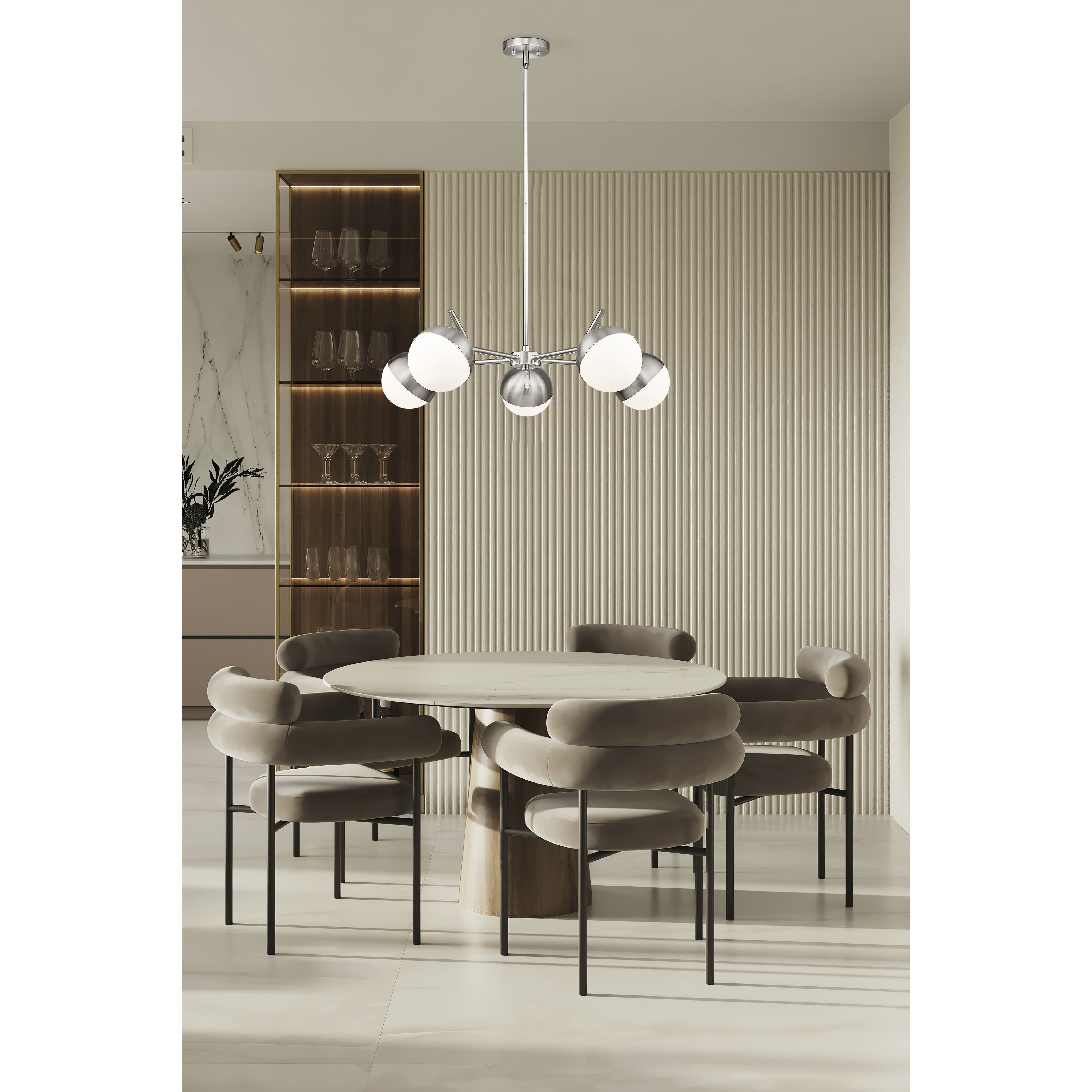 Realm Sphere 5 Light 32 inch Brushed Nickel Chandelier Ceiling Light