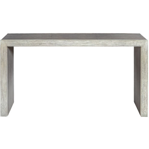 Aerina 60 inch Light Gray Faux Shagreen with Aged White and Gray Console Table