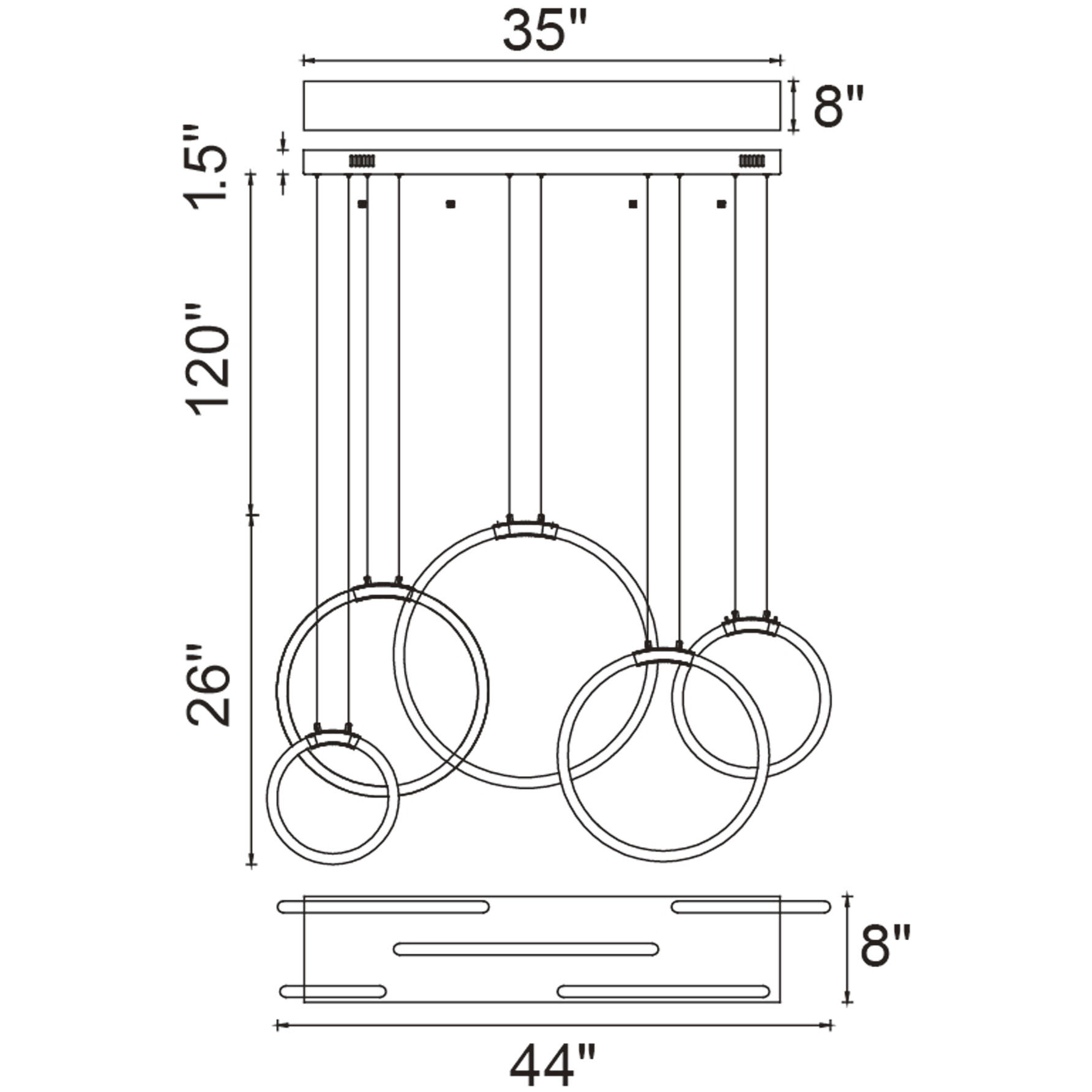 Hoops LED 8 inch Satin Gold Chandelier Ceiling Light