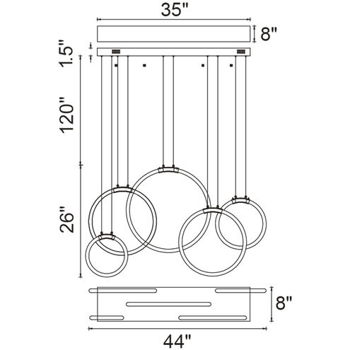 Hoops LED 8 inch Satin Gold Chandelier Ceiling Light