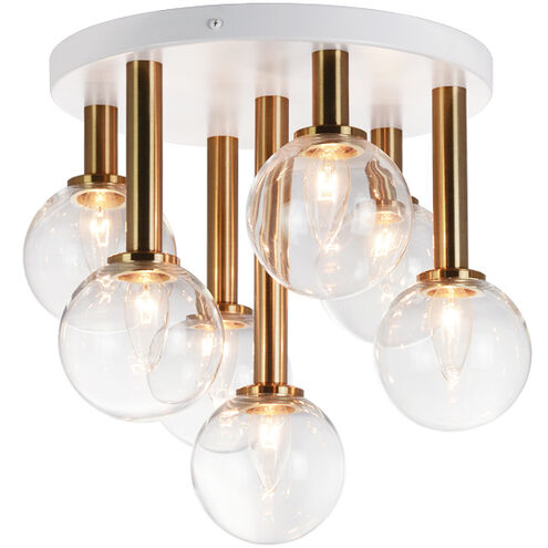 Stellar 7 Light 15 inch Aged Gold Brass Flush Mount Ceiling Light in Aged Gold Brass and Clear