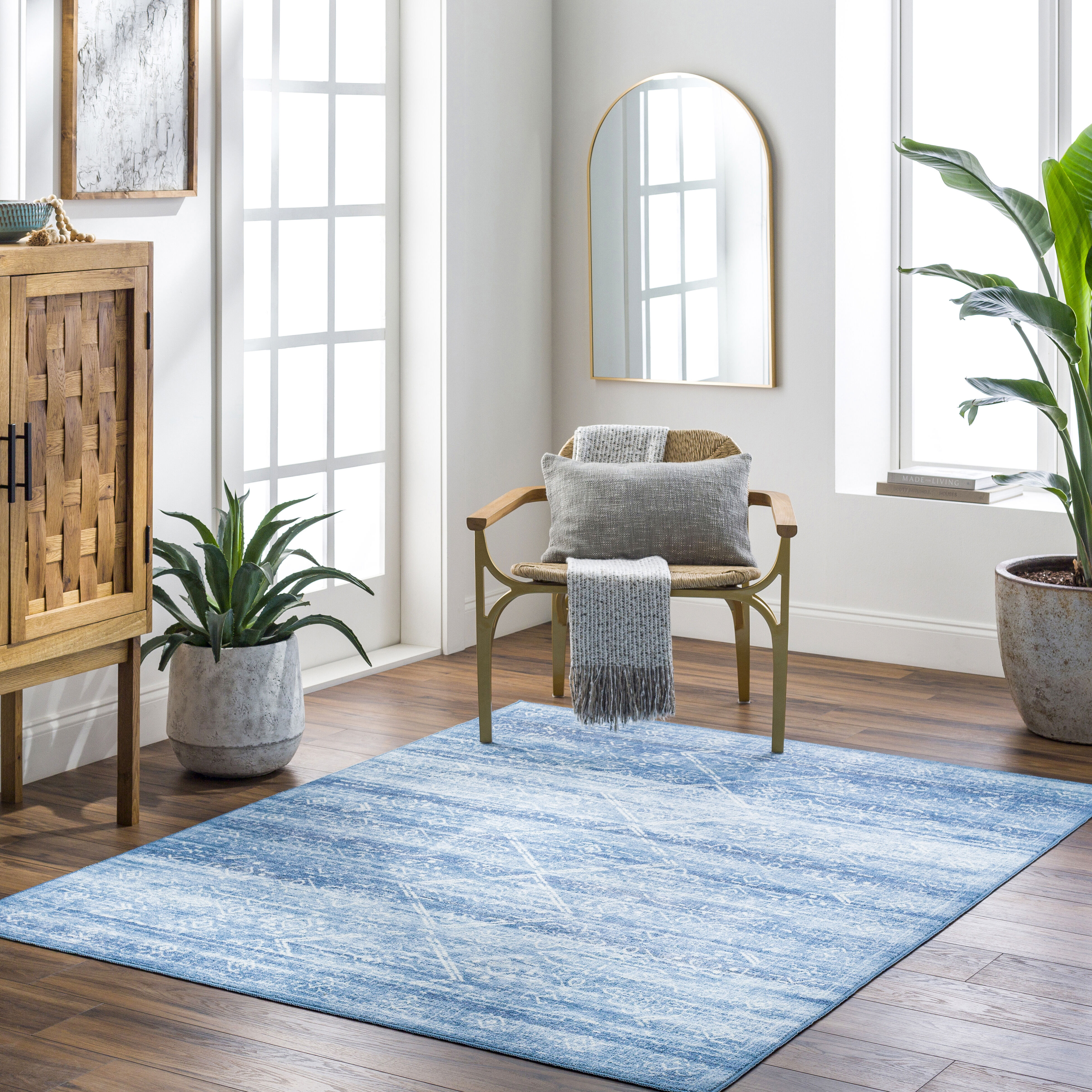 Hera 84 X 63 inch Light Blue Rug, Rectangle