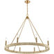 Abaca 8 Light 36 inch Satin Brass with Natural Abaca Chandelier Ceiling Light