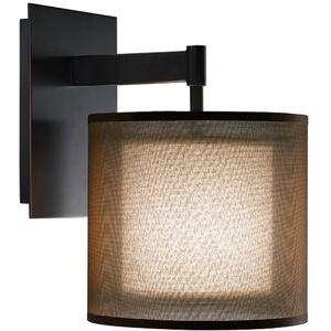 Saturnia 1 Light 8 inch Deep Patina Bronze Wall Sconce Wall Light in Bronze Transparent With Ascot White
