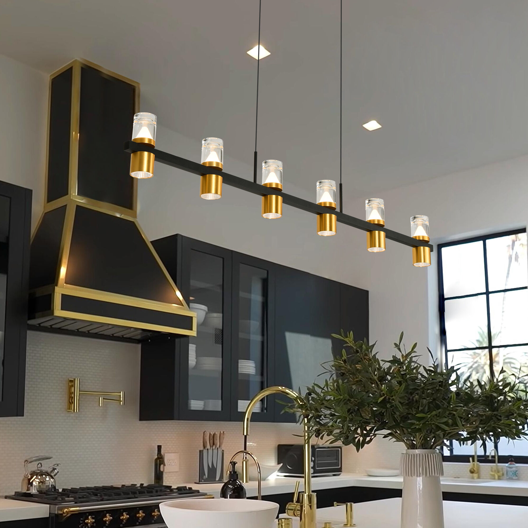 Ellegi Series Linear Chandelier Ceiling Light, Artisan Collection