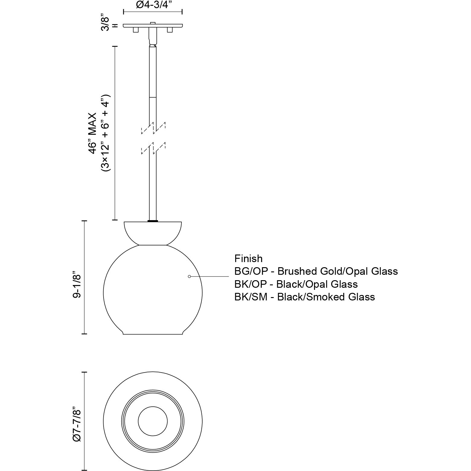 Arcadia 1 Light 7.88 inch Black Pendant Ceiling Light in Smoked Glass