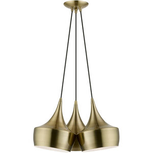 Waldorf 3 Light 21 inch Antique Brass Cluster Pendant Ceiling Light