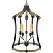 Dali 5 Light 24 inch Iron and Light Oak Chandelier Ceiling Light, Bell Lantern