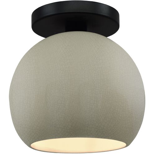 Radiance 1 Light 10 inch Celadon Green Crackle and Matte Black Semi Flush Ceiling Light