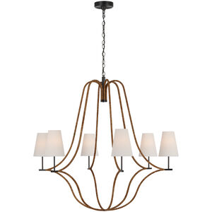 Chapman & Myers Biscayne LED 45.75 inch Bronze and Natural Rattan Wrapped Chandelier Ceiling Light, Extra Large
