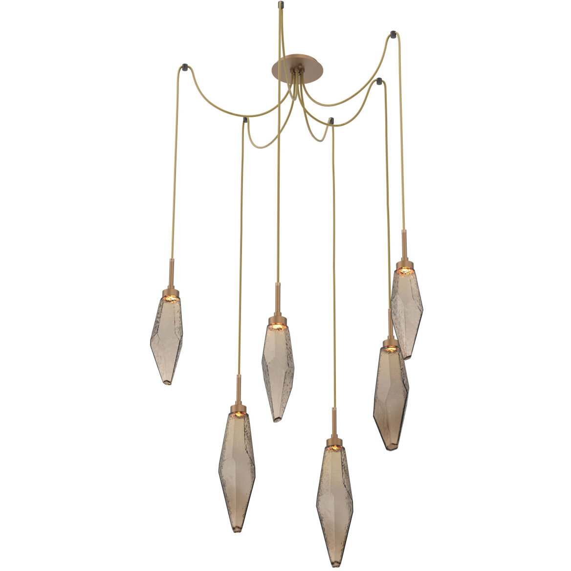 Rock Crystal LED 13.5 inch Novel Brass Swag Multi-Pendant Ceiling Light in Chilled Bronze, 2700K LED