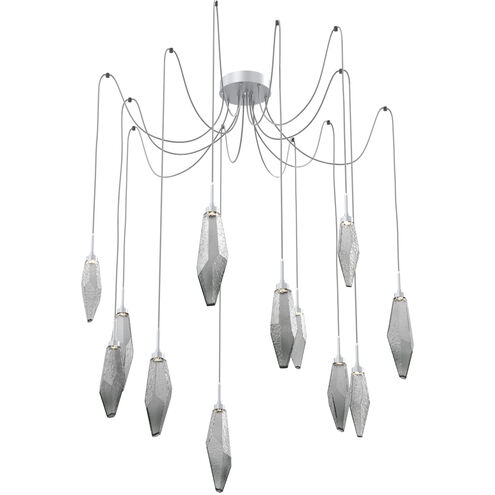 Rock Crystal LED 13.5 inch Classic Silver Swag Multi-Pendant Ceiling Light in Chilled Smoke, 2700K LED